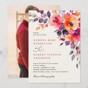 Invitation Mariage photo Bold Pright Rose Orange