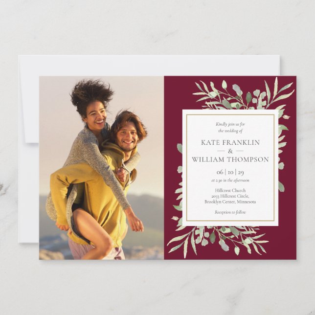 Invitation Mariage photo Bourgogne (Devant)