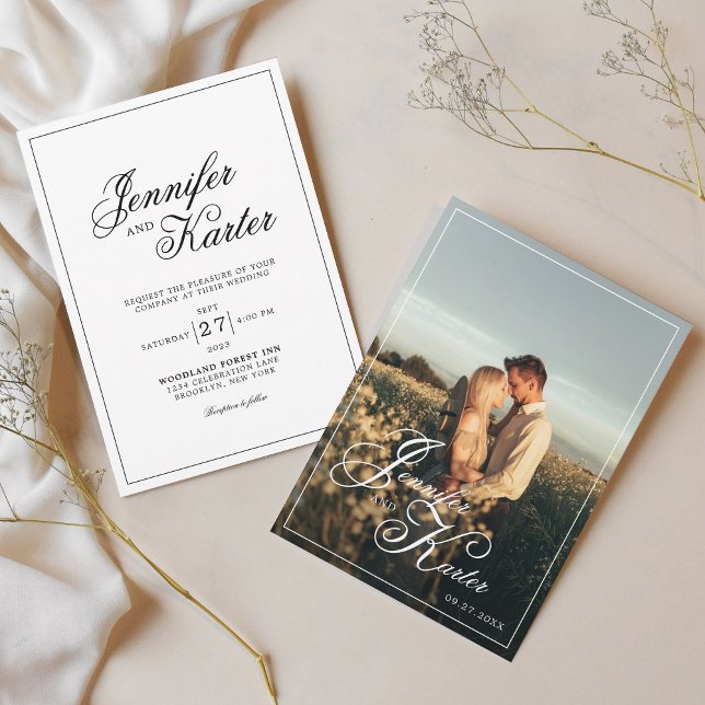 Invitation Mariage photo Carré classique élégant (Créateur téléchargé)