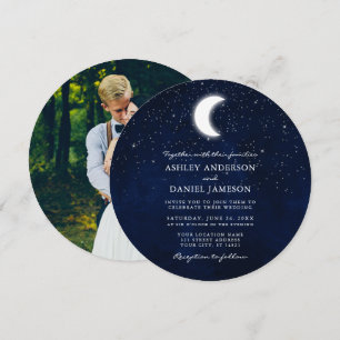 Invitation Mariage photo céleste de la lune et des étoiles