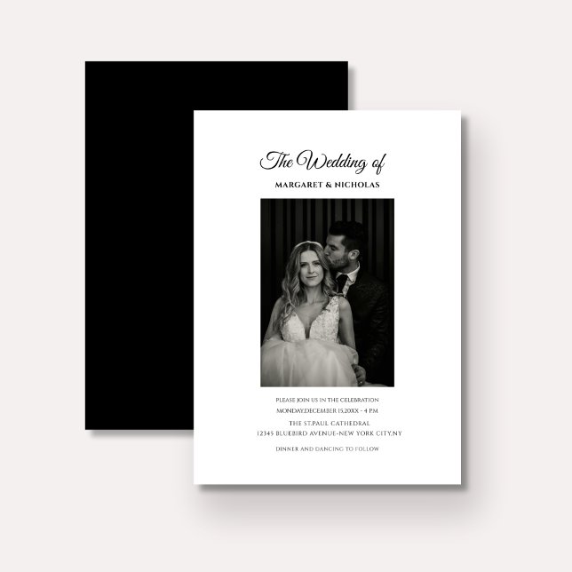 Invitation mariage photo classique noir et blanc (Créateur téléchargé)