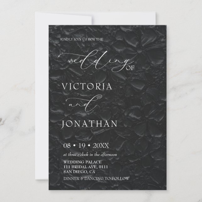 Invitation Mariage photo classique noir et blanc élégant (Devant)