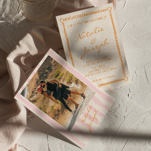 Invitation Mariage photo coloré à la main
