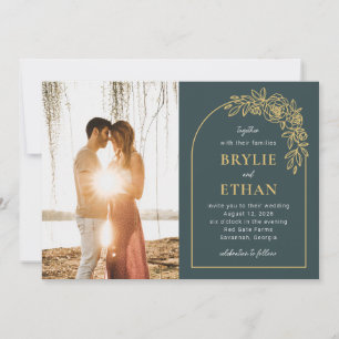 Invitation Mariage photo couleur modifiable de l'arc floral