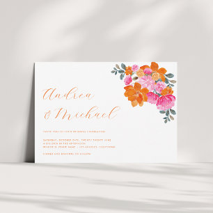 Invitation Mariage photo couleur rose et orange floral