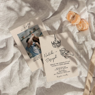 Invitation Mariage photo Cupidon du code QR tiré à la main