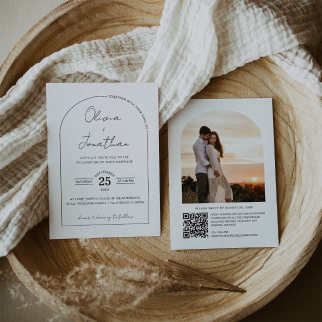 Invitation Mariage photo de cadrage de code QR de script mini (Créateur téléchargé)