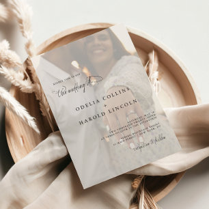 Invitation Mariage photo de calligraphie noir et blanc minima