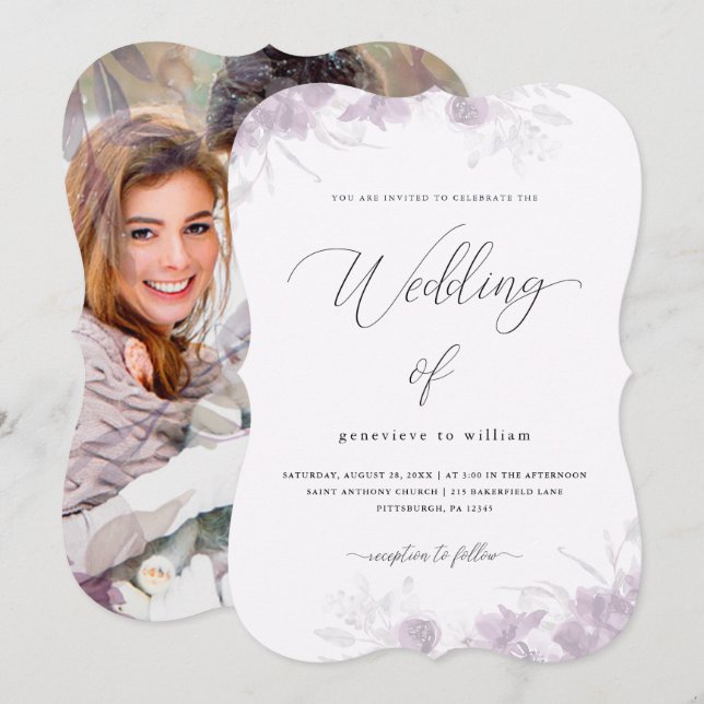 Invitation Mariage photo de couverture végétale simple (Devant / Derrière)