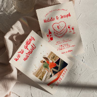 Mariage photo de gâteau rouge Quirky tiré à la mai