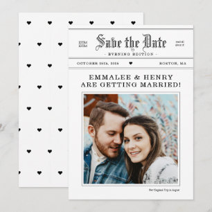 Invitation Mariage photo de journal vintage Enregistrer la da