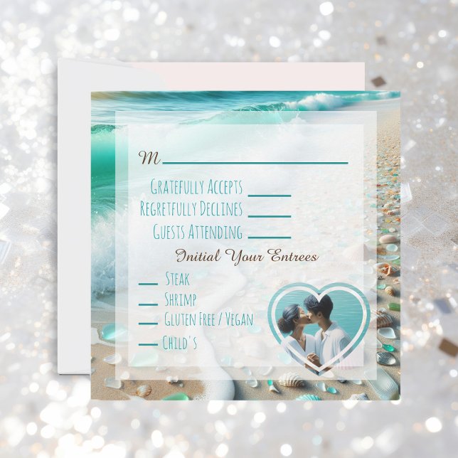 Invitation Mariage photo de la côte de verre de mer océanique (Créateur téléchargé)