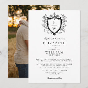 Invitation Mariage photo de la crête noire et blanche