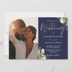 Invitation Mariage photo de la marine Blue Green