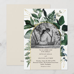 Invitation Mariage photo de l'arc de jardin botanique vert mo