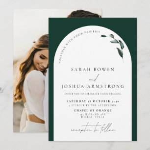 Invitation Mariage photo de l'arc vert d'émeraude moderne
