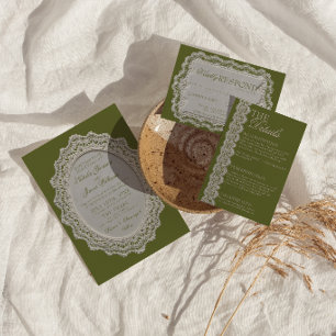 Invitation Mariage Photo de mariage vert olive vintage