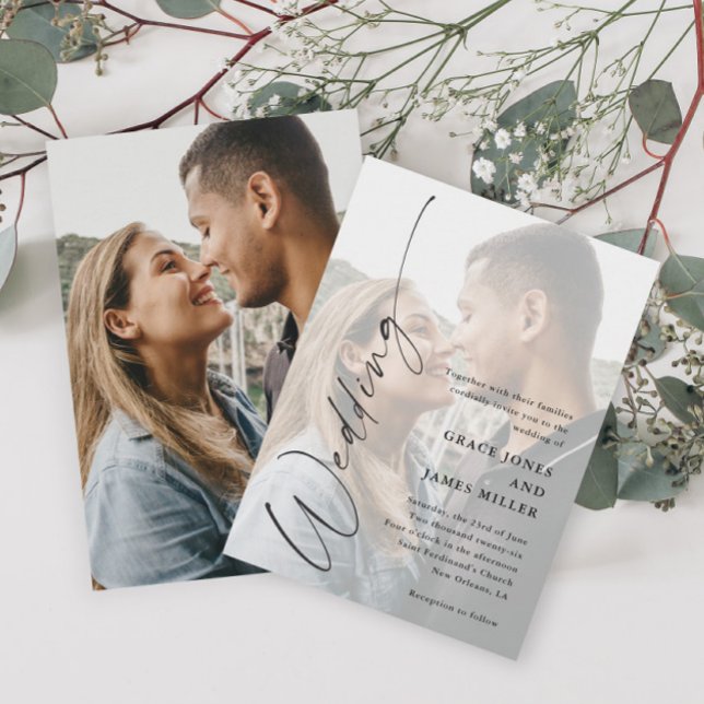 Invitation Mariage photo de script élégant moderne (Créateur téléchargé)