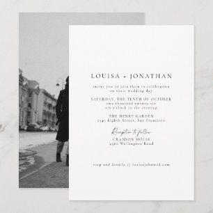 Invitation Mariage photo de script formel noir et blanc minim