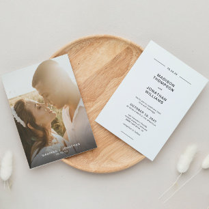 Invitation Mariage photo de script minimal simple