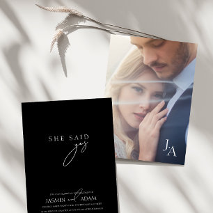 Invitation Mariage photo de script noir minimaliste