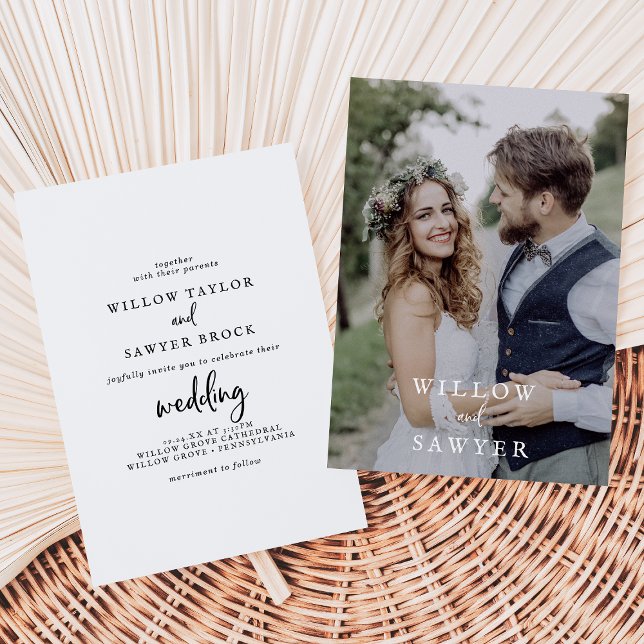Invitation Mariage photo de script rustique (Créateur téléchargé)