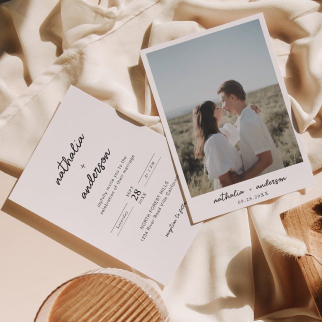 Invitation Mariage photo de script simple moderne (Créateur téléchargé)