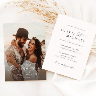 Invitation Mariage photo de superposition de script rustique