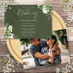Invitation Mariage photo de verdure botanique vert olive
