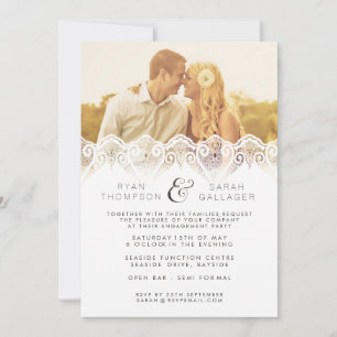 Invitation Mariage photo de White Lace Fiançailles