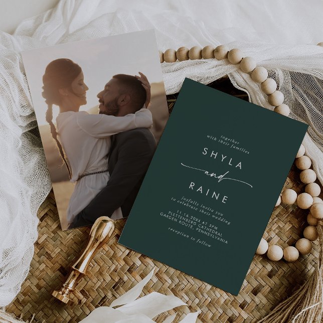 Invitation Mariage photo Décontracté Boho Chic Emerald (Créateur téléchargé)