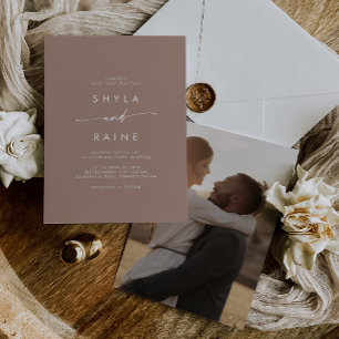 Invitation Mariage photo Décontracté Boho Chic Neutral Taupe