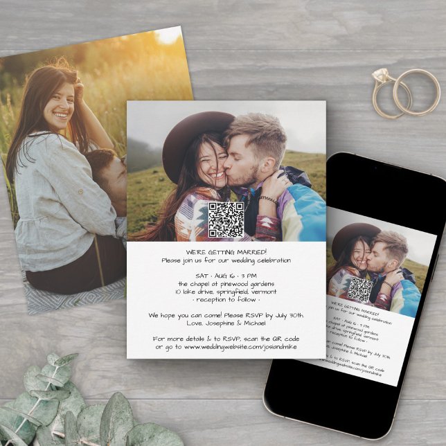 Invitation Mariage photo décontracté moderne tout-en-un QR RS (Créateur téléchargé)