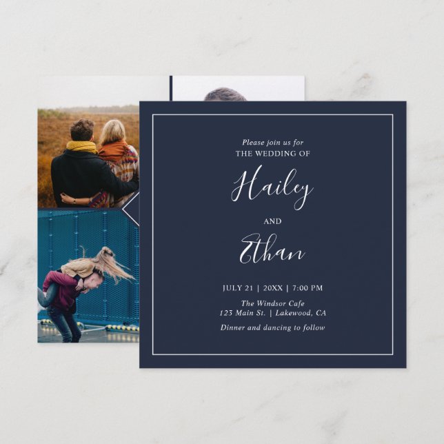 Invitation Mariage photo d'écriture simple et moderne (Devant / Derrière)