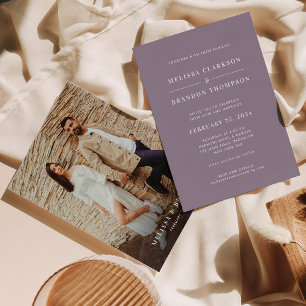 Invitation Mariage photo doux minimaliste classique violet