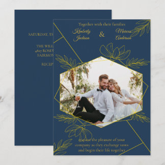 Invitation Mariage photo Élégance Dorée