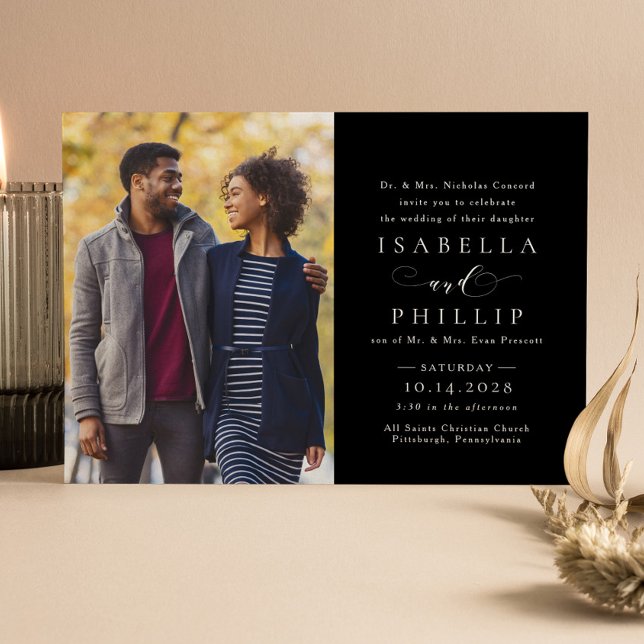 Invitation Mariage photo élégant en noir et blanc (Créateur téléchargé)