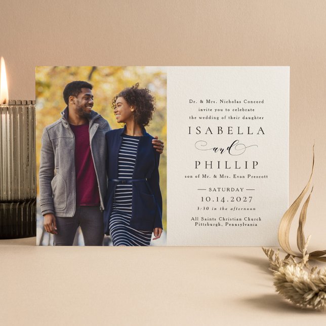 Invitation Mariage photo élégant en noir et blanc (Créateur téléchargé)