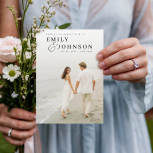 Invitation Mariage photo élégant et minimaliste avec code QR