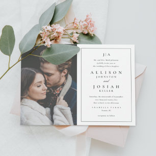 Invitation Mariage Photo Élégant Monogramme Classique 