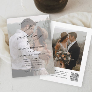Invitation Mariage photo élégant QR Code