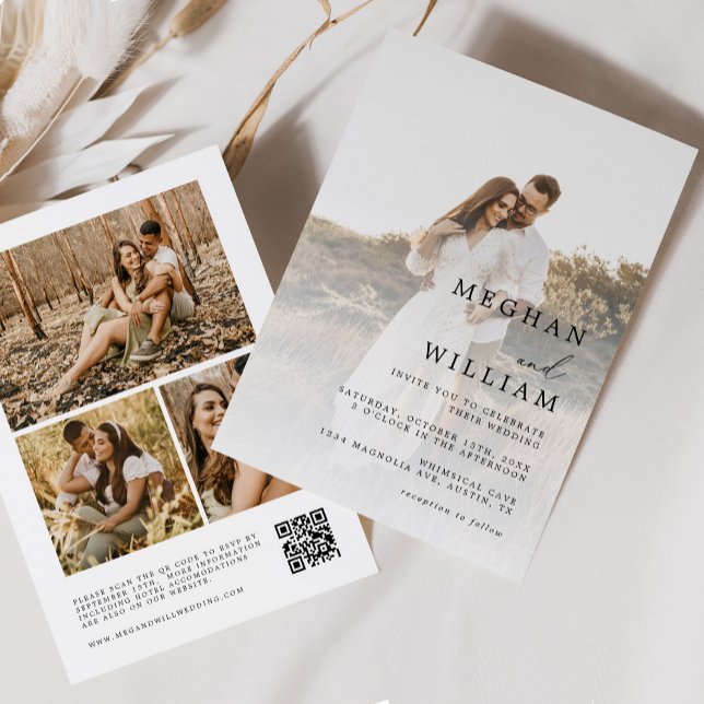 Invitation Mariage photo élégant QR Code (Créateur téléchargé)