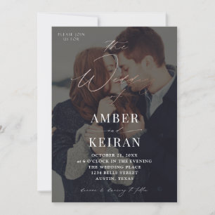 Invitation Mariage photo en bronze foncé