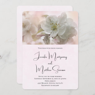 Invitation Mariage photo en fleurs de pomme blanche