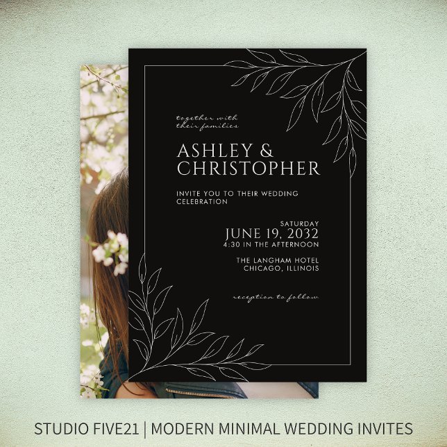 Invitation Mariage photo en gros plan de la fumée noire moder (Créateur téléchargé)