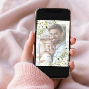 Invitation Mariage photo en marbre d'or gris clair