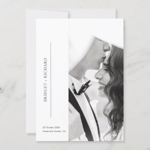 Invitation Mariage Photo en Noir et Blanc Romantique
