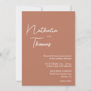 Invitation Mariage photo en terre cuite simple et élégant