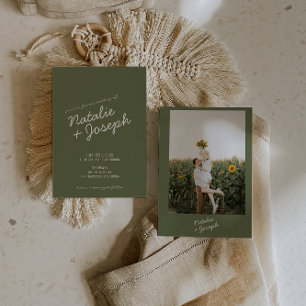 Invitation Mariage Photo Été Vert Moderne Fantaisiste
