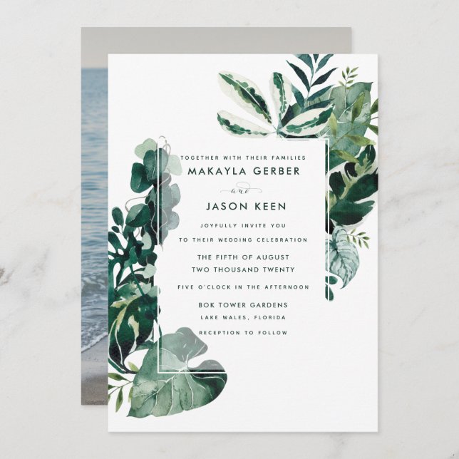 Invitation Mariage Photo Eucalyptus Botanique (Devant / Derrière)